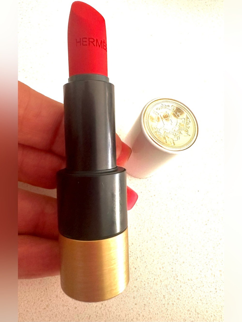 Hermes 68 Red Luxury Lipstick - Vibrant Red Finish. No box